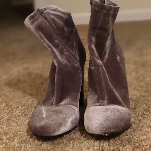 Dark Grey Velvet Booties